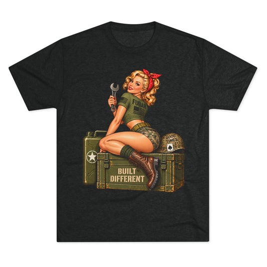“Built Different” Pin up-Military Shirt