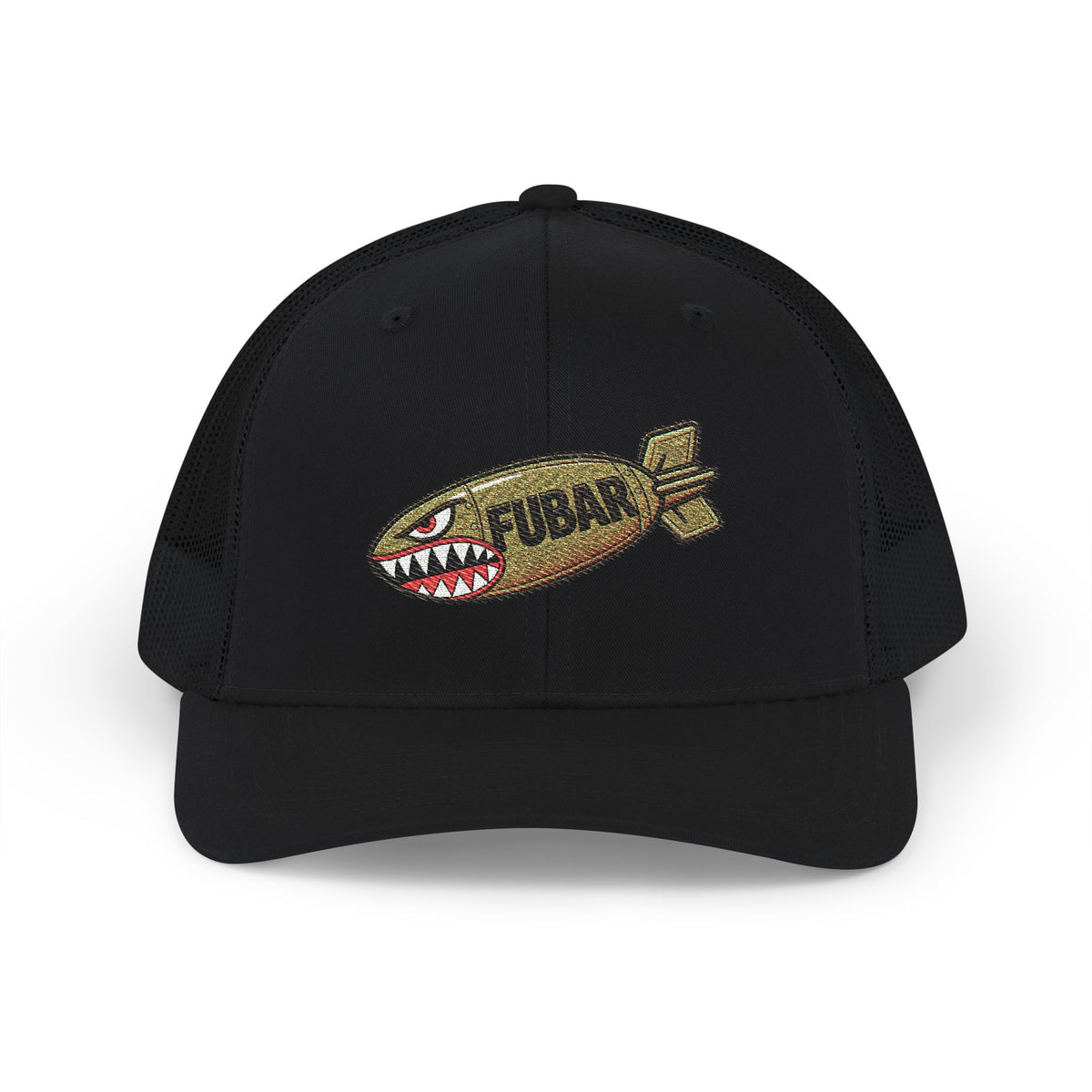 Richardson Trucker Cap — Shark Bomb Snapback (Embroidered)