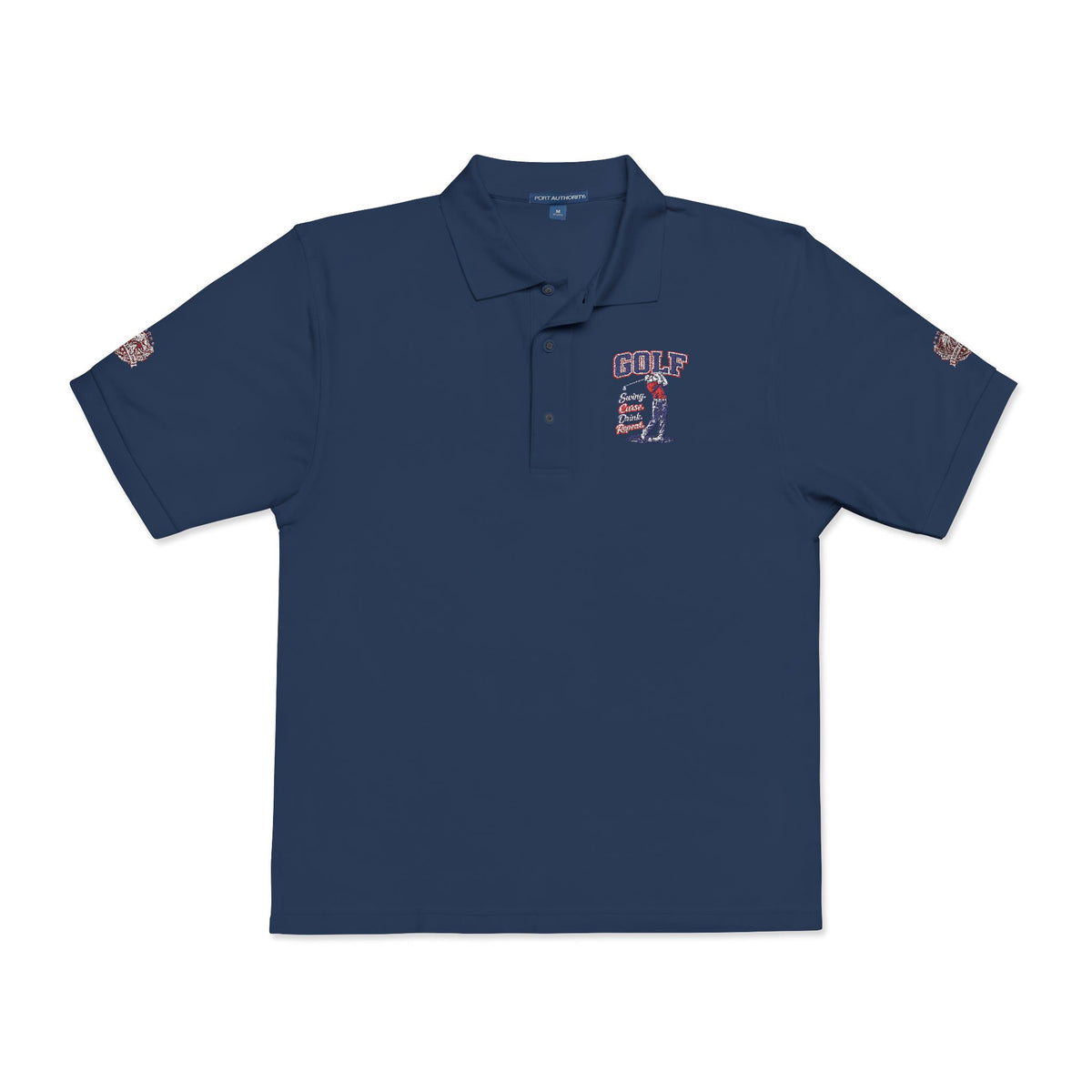 Embroidered American Flag Skull Polo