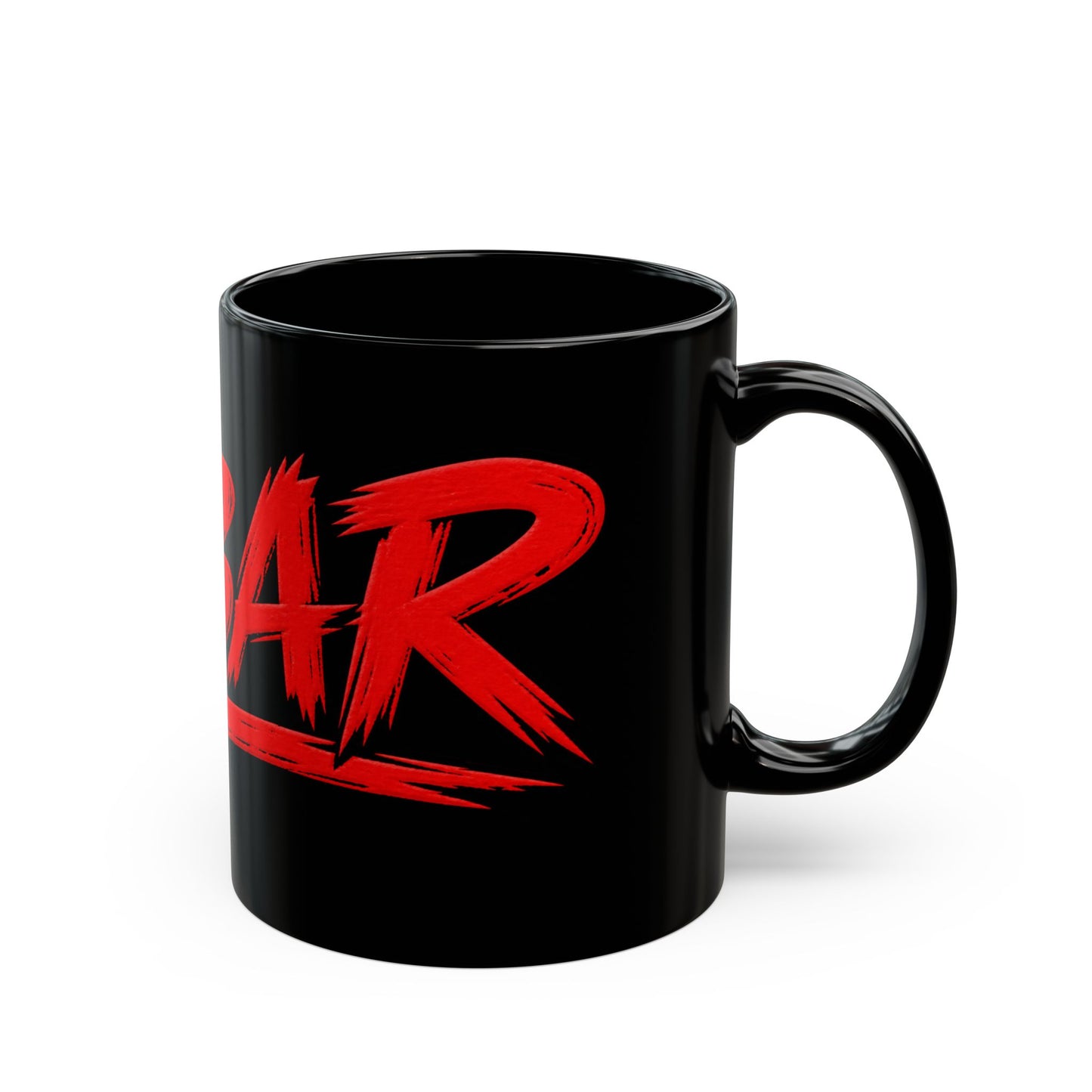 Black Mug with Bold Red 'CUBAR' Brushstroke Design — 11oz & 15oz