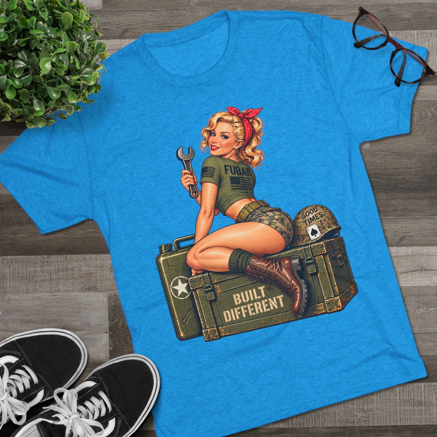 “Built Different” Pin up-Military Shirt