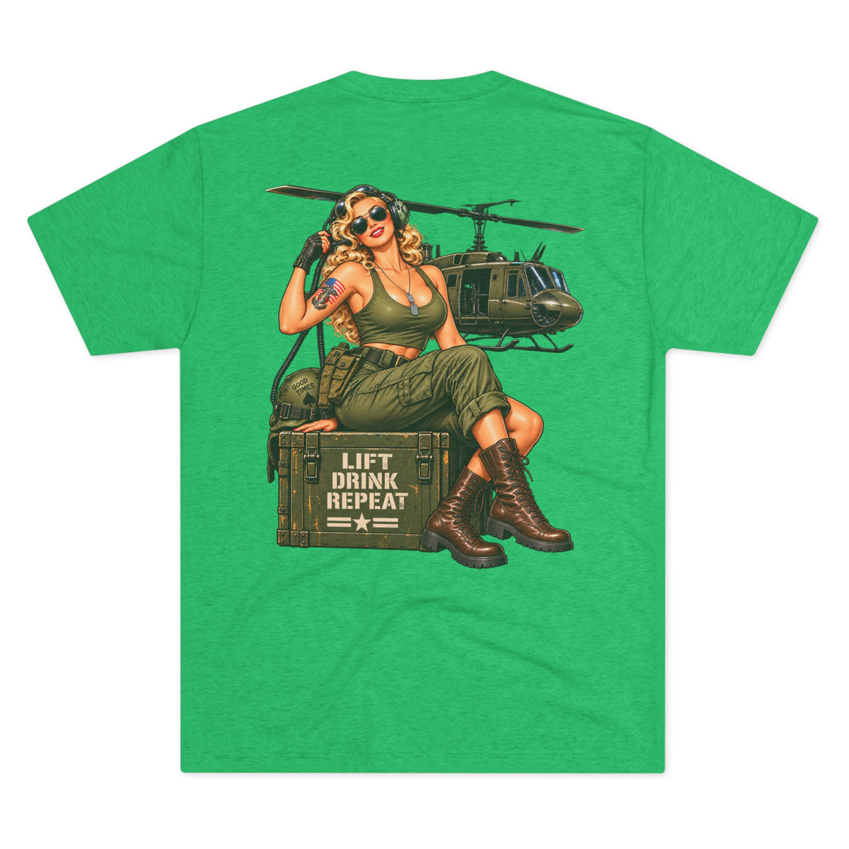 Vintage Bomber Tee-Lift Drink Repeat Pinup