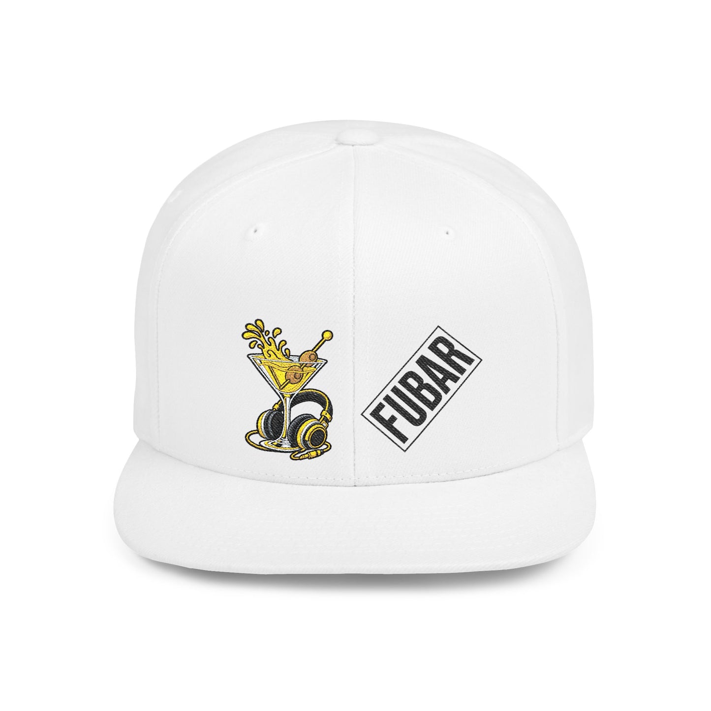 Flat Bill Snapback Hat — FUBAR Patch & Yellow Cartoon Design