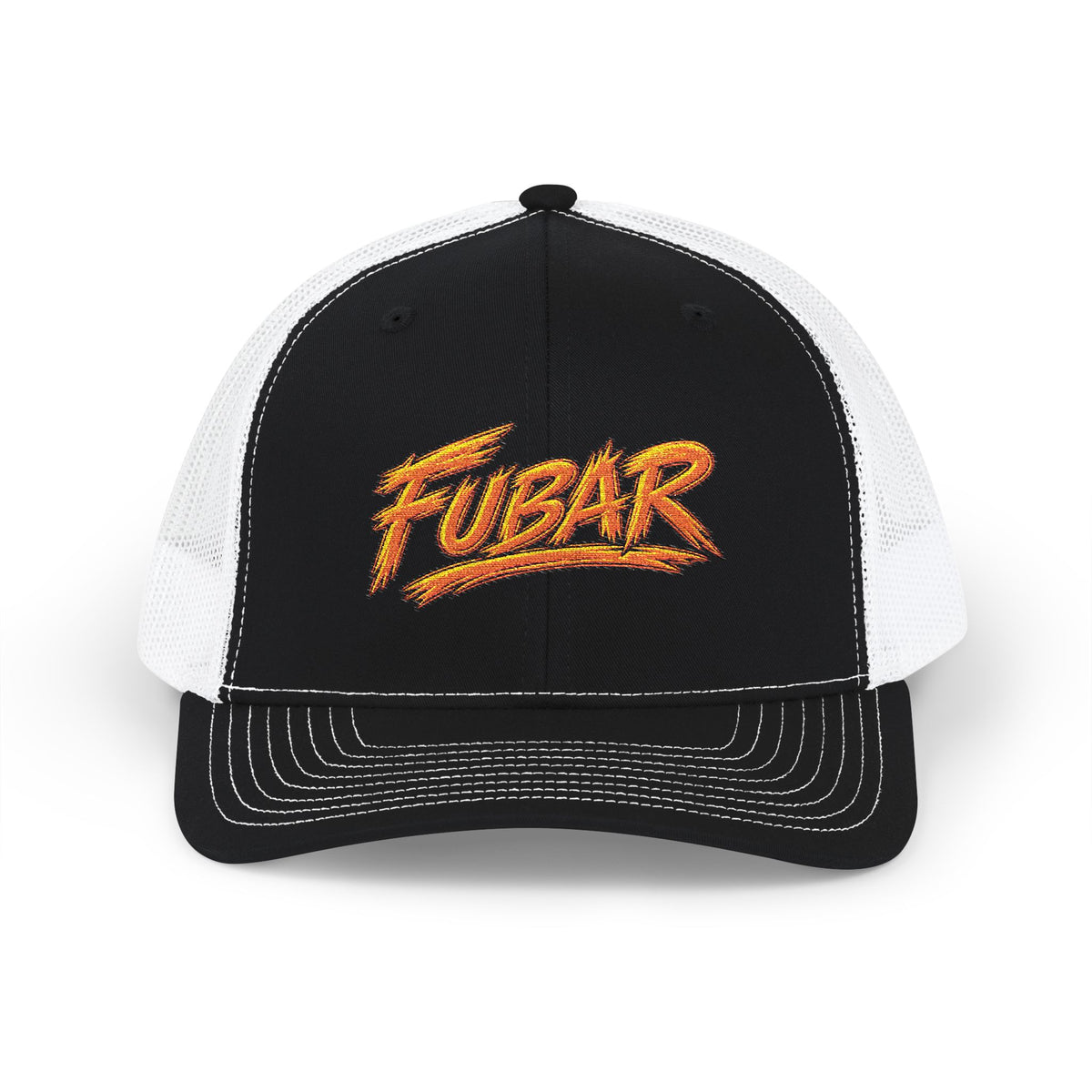 Richardson Trucker Cap — FUBAR Flame Logo Snapback (Embroidered)