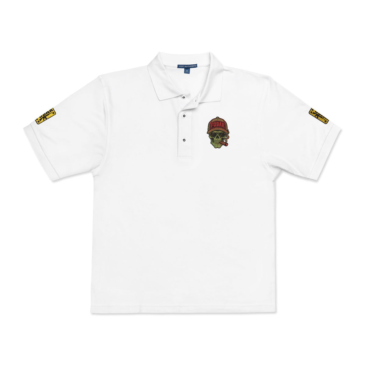 Embroidered Floral Skull Polo Shirt — Tactical Day of the Dead Style