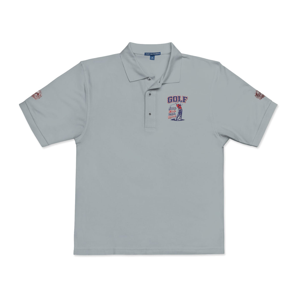 Embroidered American Flag Skull Polo