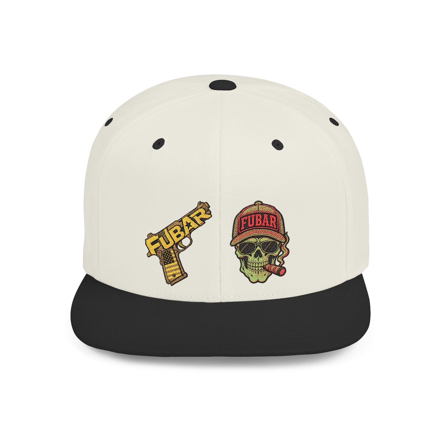 Skull & Pistol Flat Bill Snapback Hat