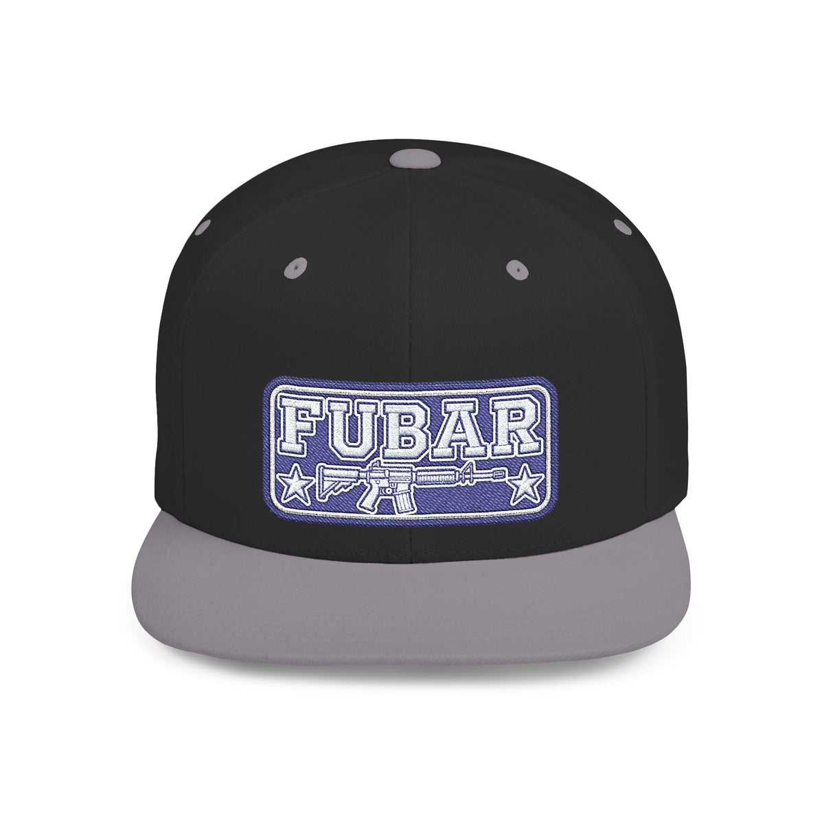 FUBAR Flat Bill Snapback Hat — Retro Embroidered Logo Cap