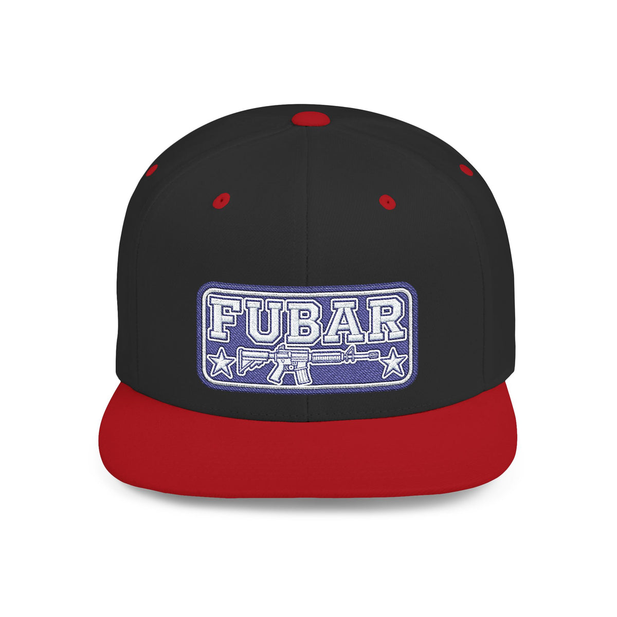 FUBAR Flat Bill Snapback Hat — Retro Embroidered Logo Cap
