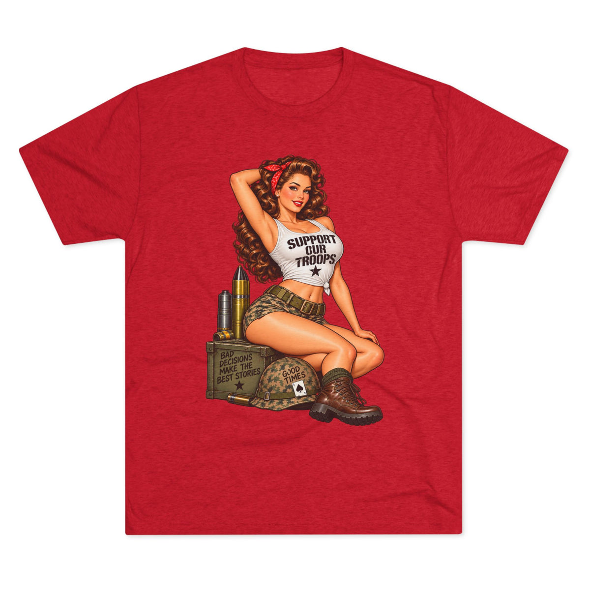 Support Our Troops Pinup T‑Shirt